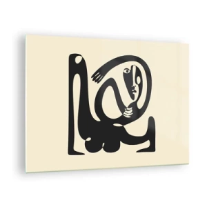 Glass picture - Abstract portrait in a style reminiscent of Picasso - 70x50cm - Almost Picasso - Modern wall decoration for the living room and bedroom ARTTOR