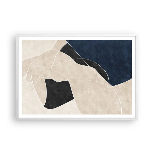 Poster in white frmae - Abstract Composition - Contrast of Colours - 100x70 cm