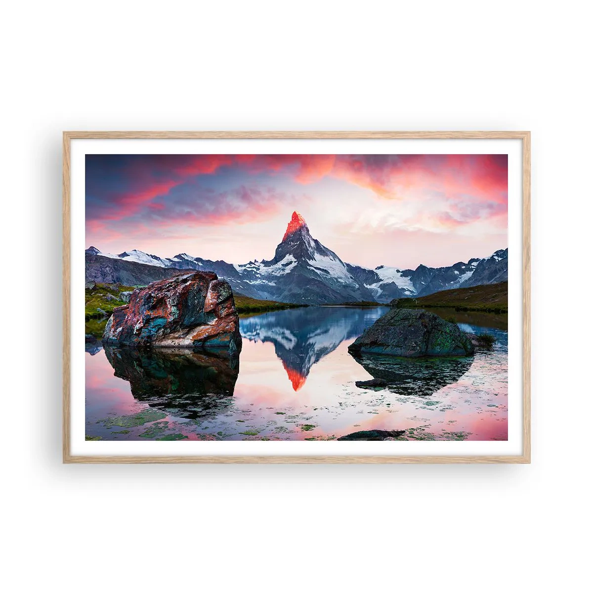 Poster in light oak frame - Heart of the Mountains Is Hot - 100x70 cm