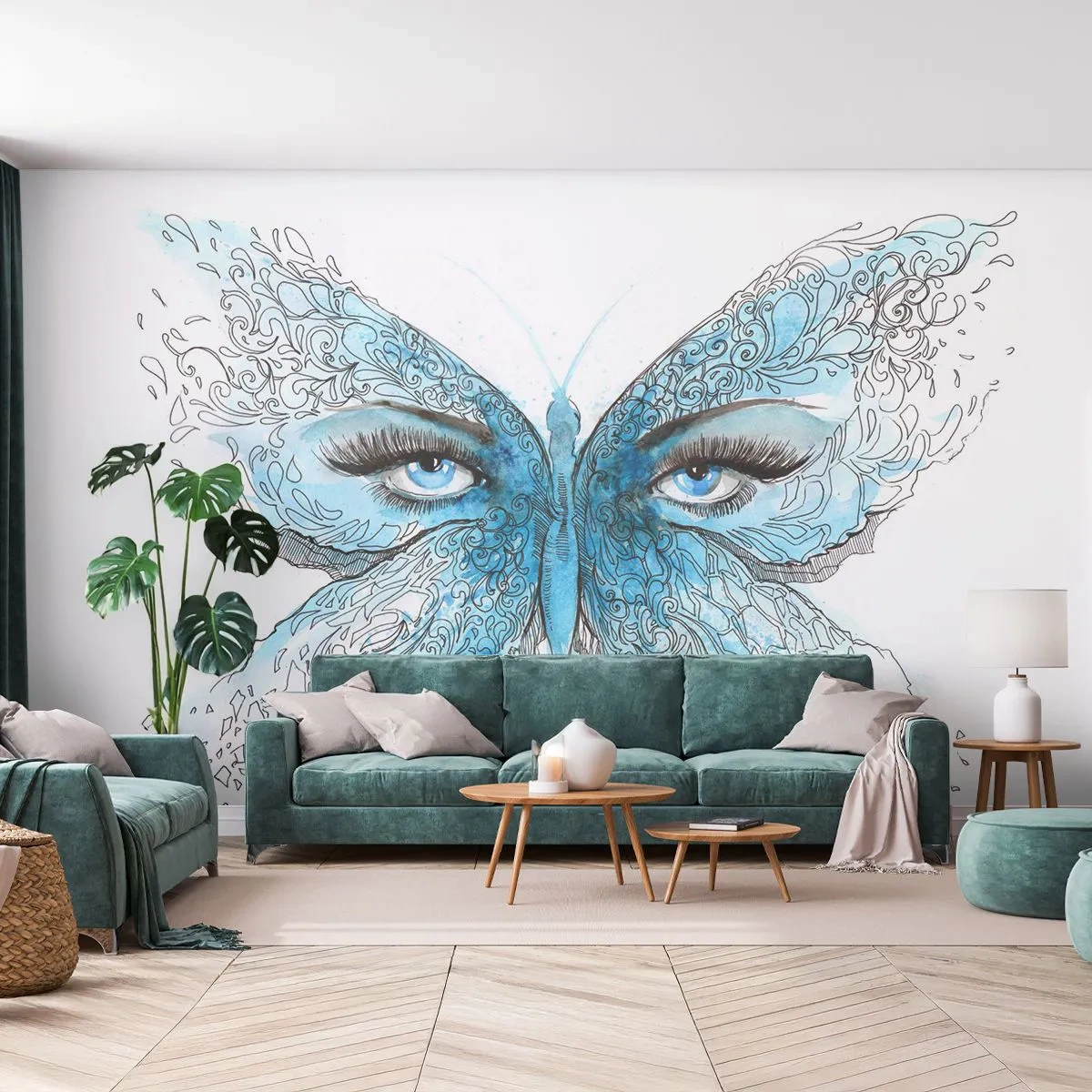 Photo Wallpaper Standard Eco - Hypnotizing eyes in butterfly wings - 100x70cm - Eros Praying Mantis - Modern wall decoration for the living room and bedroom ARTTOR
