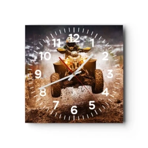 Wall clock - Clock on glass - No Risk No Fun - 40x40 cm