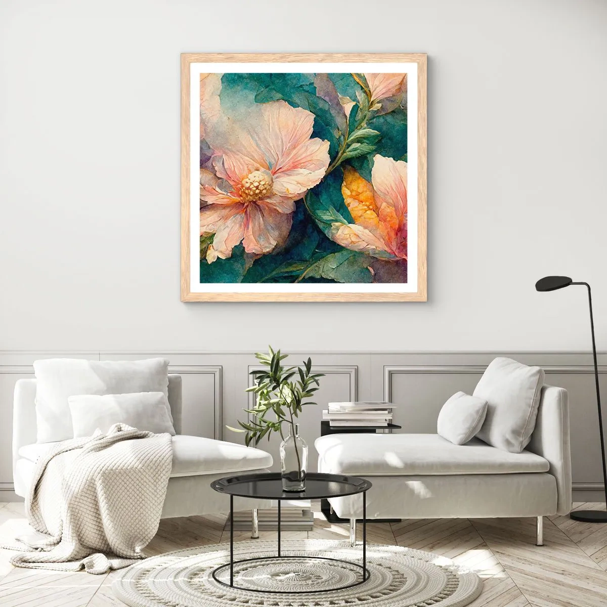 Poster in light oak frame - Sheer Subtelty - 60x60 cm