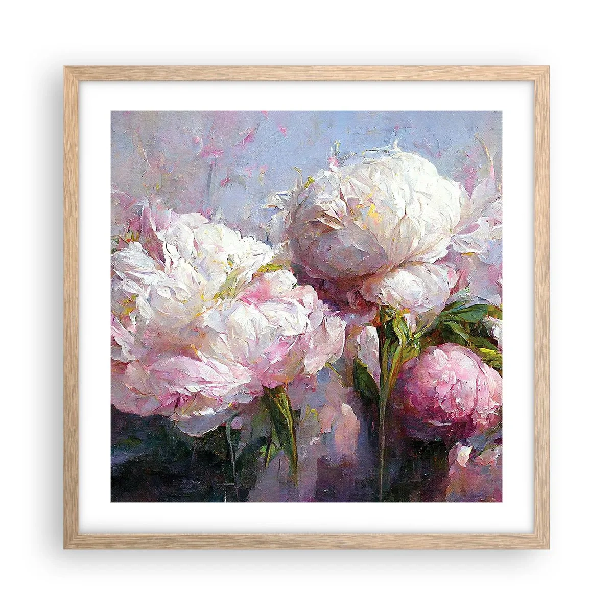 Poster in light oak frame - Bouquet Bubbling with Life - 50x50 cm