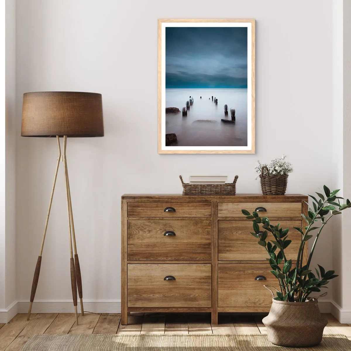 Poster in light oak frame - Pensive Lake - 40x50 cm
