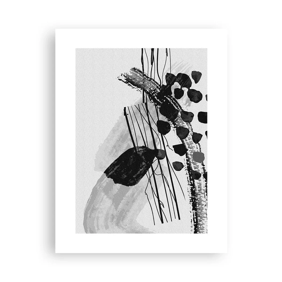 Poster - Black and White Organic Abstraction - 30x40 cm