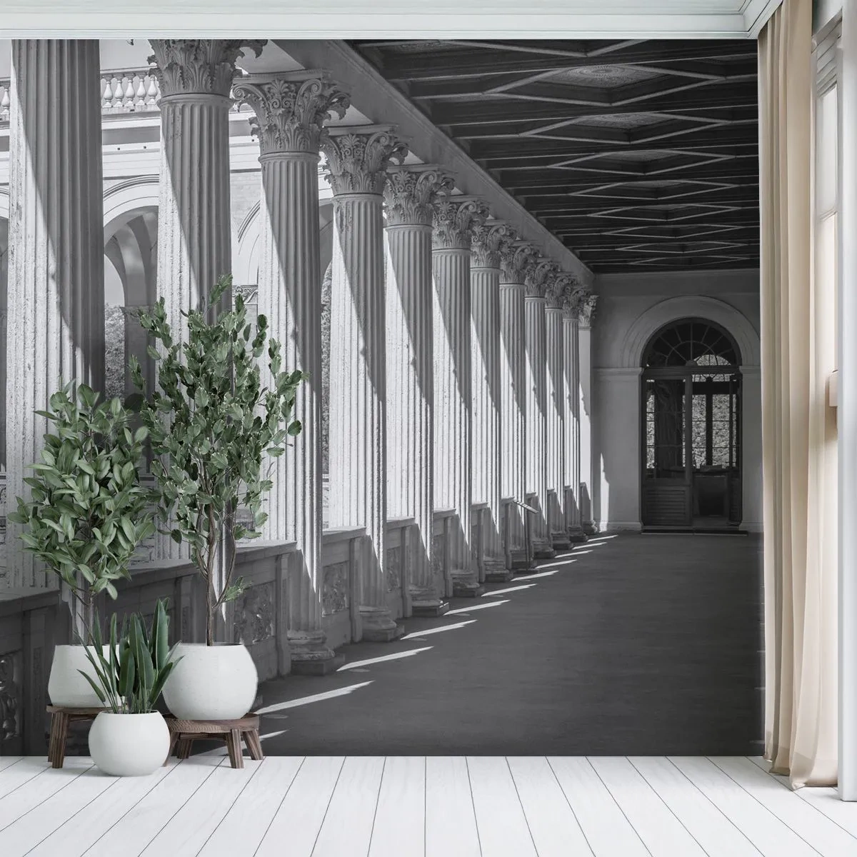 Photo Wallpaper Premium Canvas - Sunny Arcade - Columns, Architecture, Classic - 200x140 cm