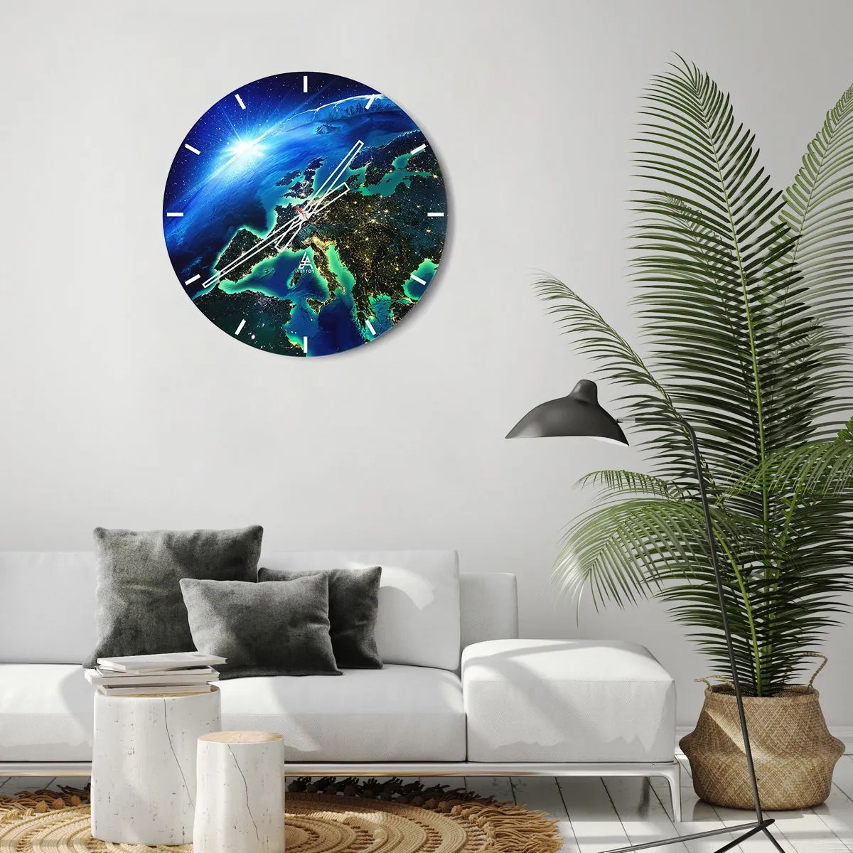 Wall clock - Clock on glass - Sparkling Europe - 40x40 cm