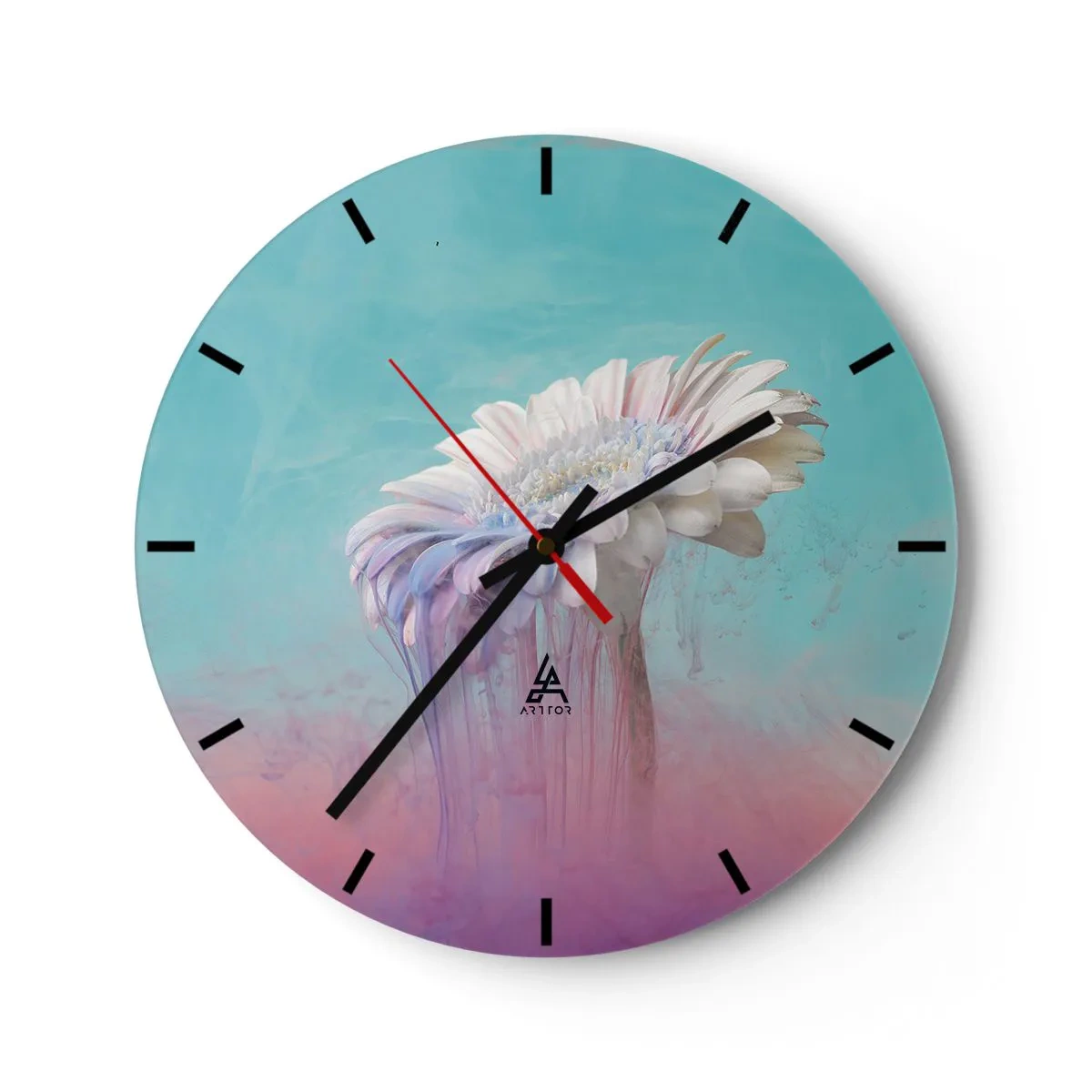 Wall clock - Clock on glass - Afterlife of Flowers - 40x40 cm