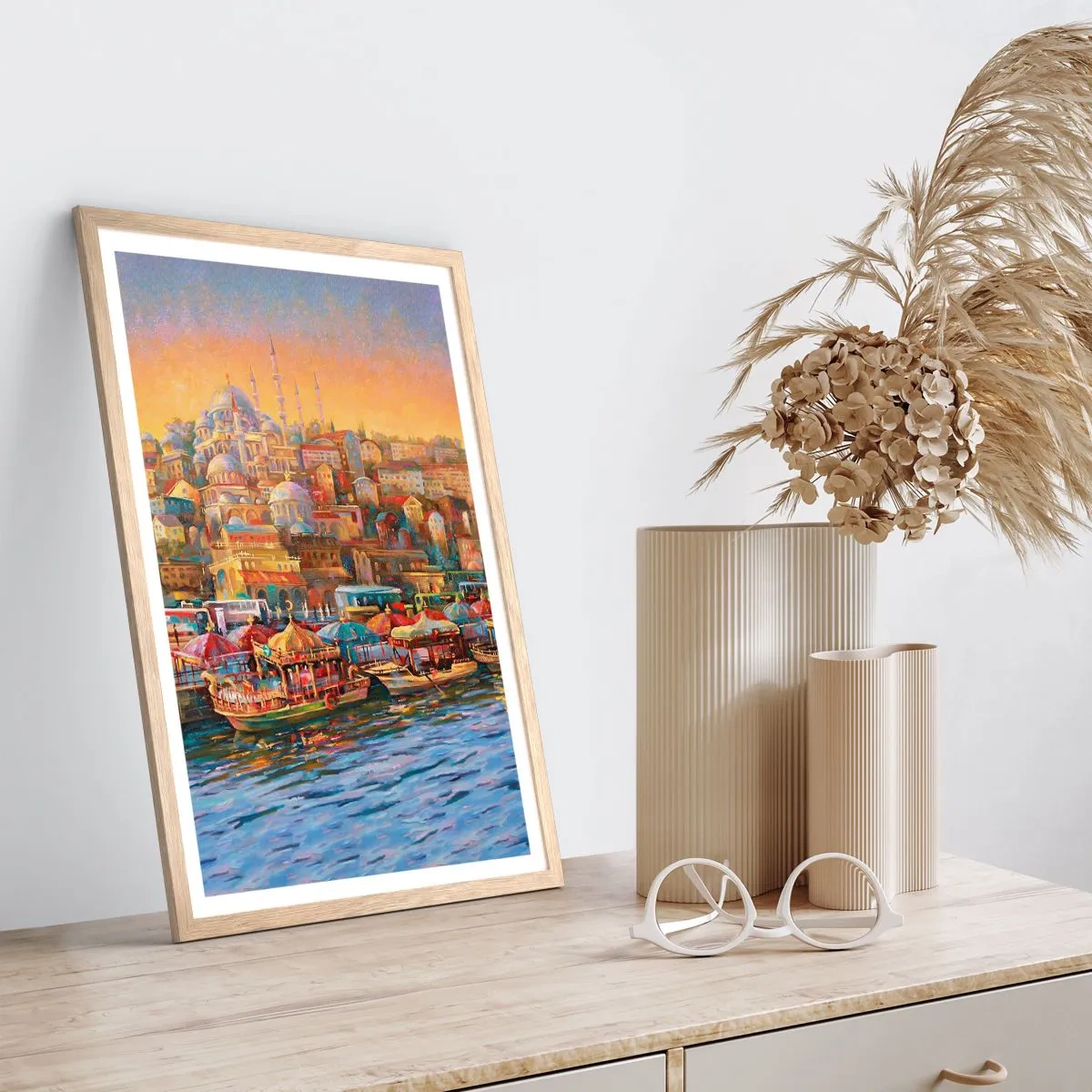 Poster in light oak frame - Istanbul Story - 70x100 cm