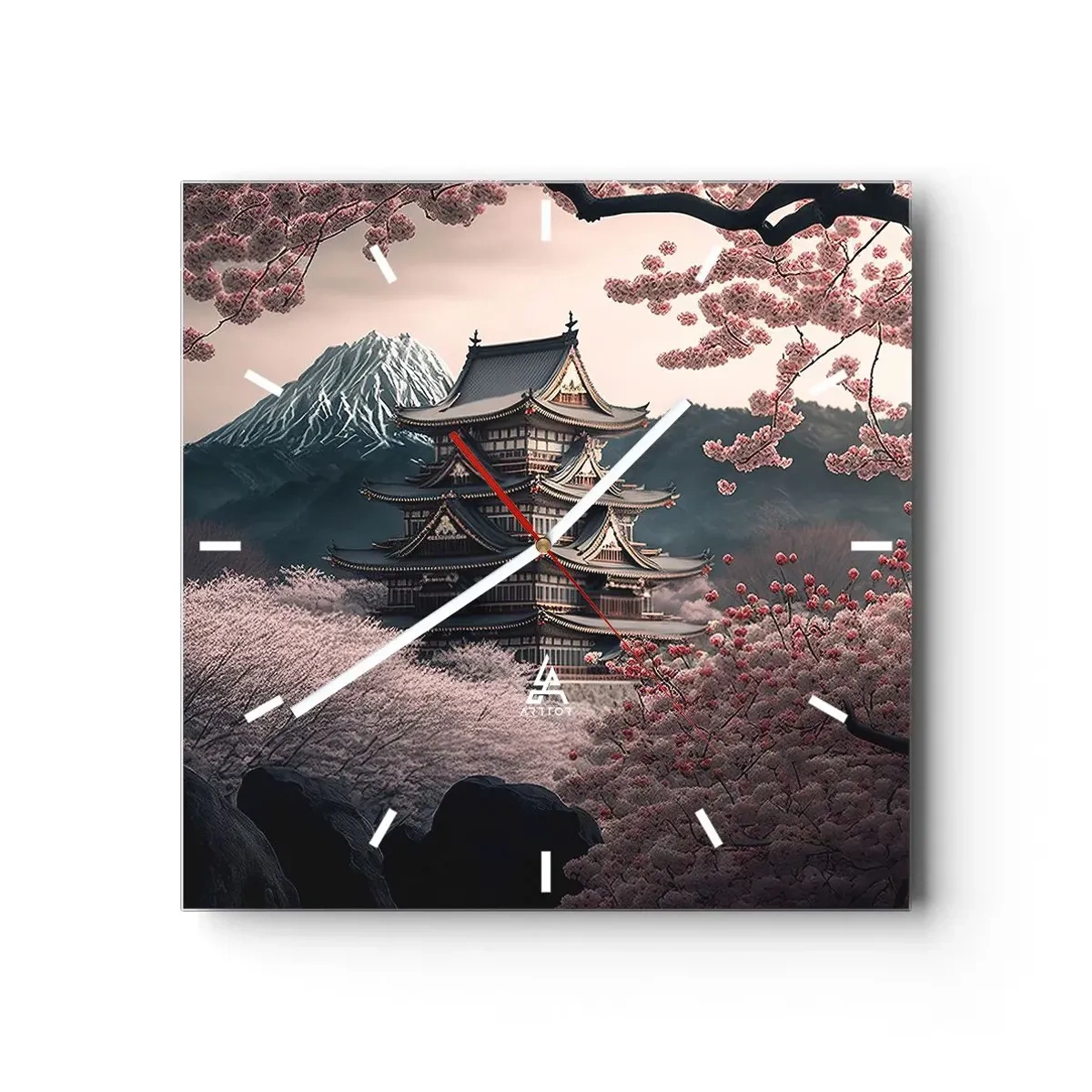 Wall clock - Clock on glass - Land of Cherry Blossoms - 40x40 cm