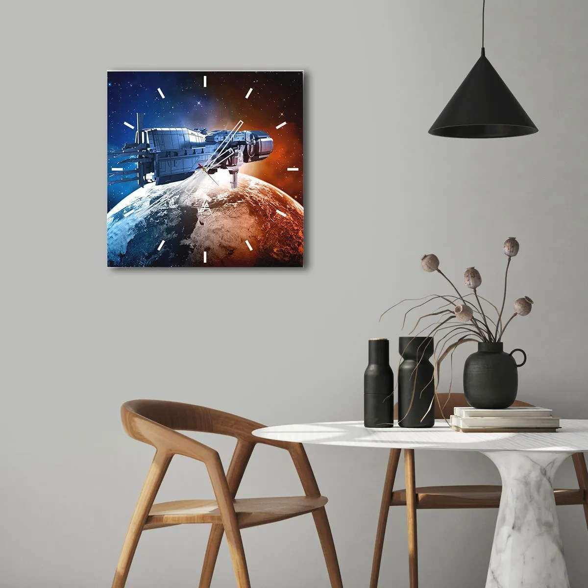 Wall clock - Clock on glass - Careful Observer - 40x40 cm