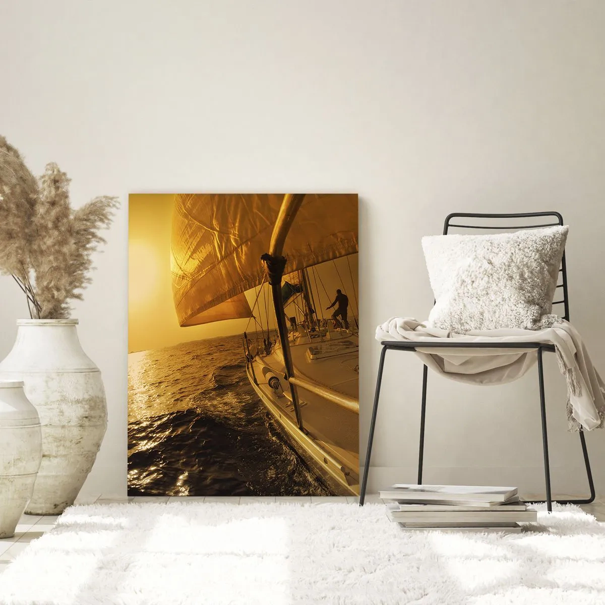 Glass picture - Golden Evening after a Colourful Day - 80x120 cm