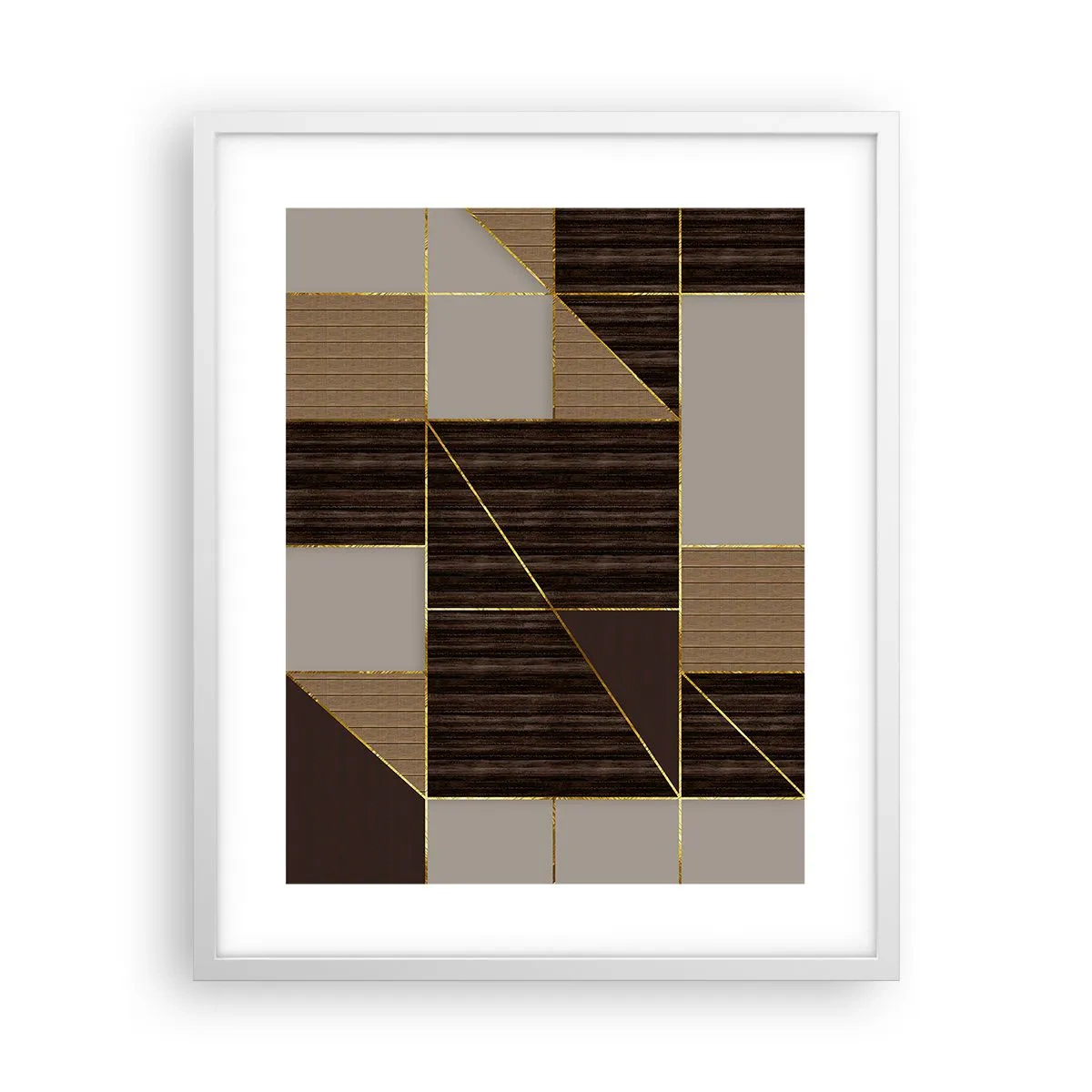 Poster in white frmae - Mosaic of Brown and Gold - 40x50 cm