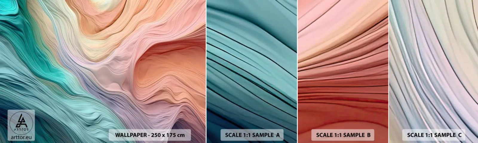 Photo Wallpaper Sample Standard Eco - Rainbow Wave - Pastels, Abstraction, Texture - 100x30 cm