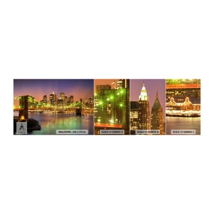 Photo Wallpaper Sample Self-Adhesive Deluxe Sticker - Here Light is Always on - City, New York, Brooklyn Bridge - 100x30 cm