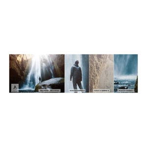Photo Wallpaper Sample Premium Canvas - Proportions Resumed - Waterfall, Rocks, Cave - 100x30 cm