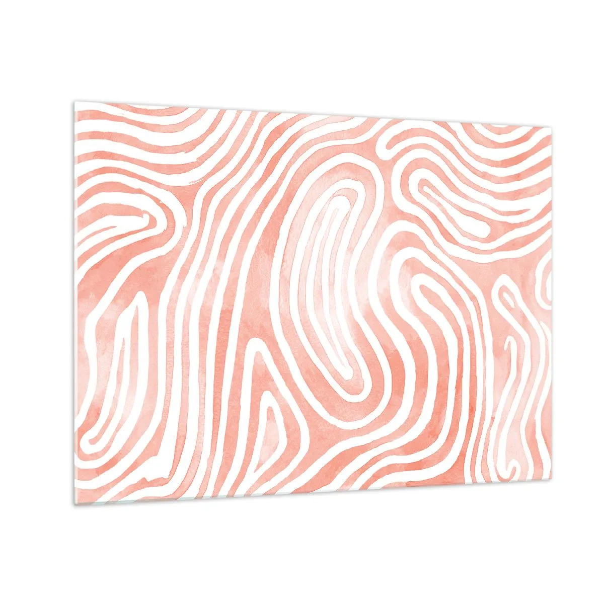 Glass picture - Abstract pattern in white and coral shades - 70x50cm - In a Coral Maze - Modern wall decoration for the living room and bedroom ARTTOR