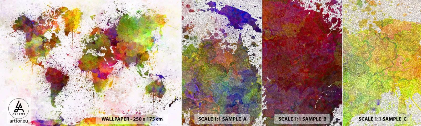 Photo Wallpaper Sample Premium Sand - That's What It Is - World map, Continents, Piece - 100x30 cm