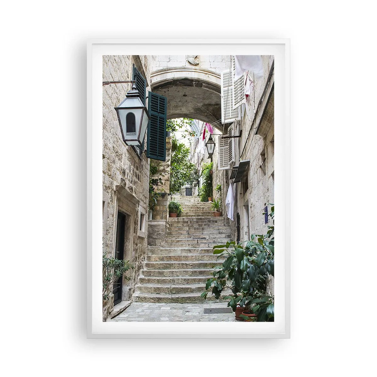 Poster in white frmae - Charming Alley - 61x91 cm