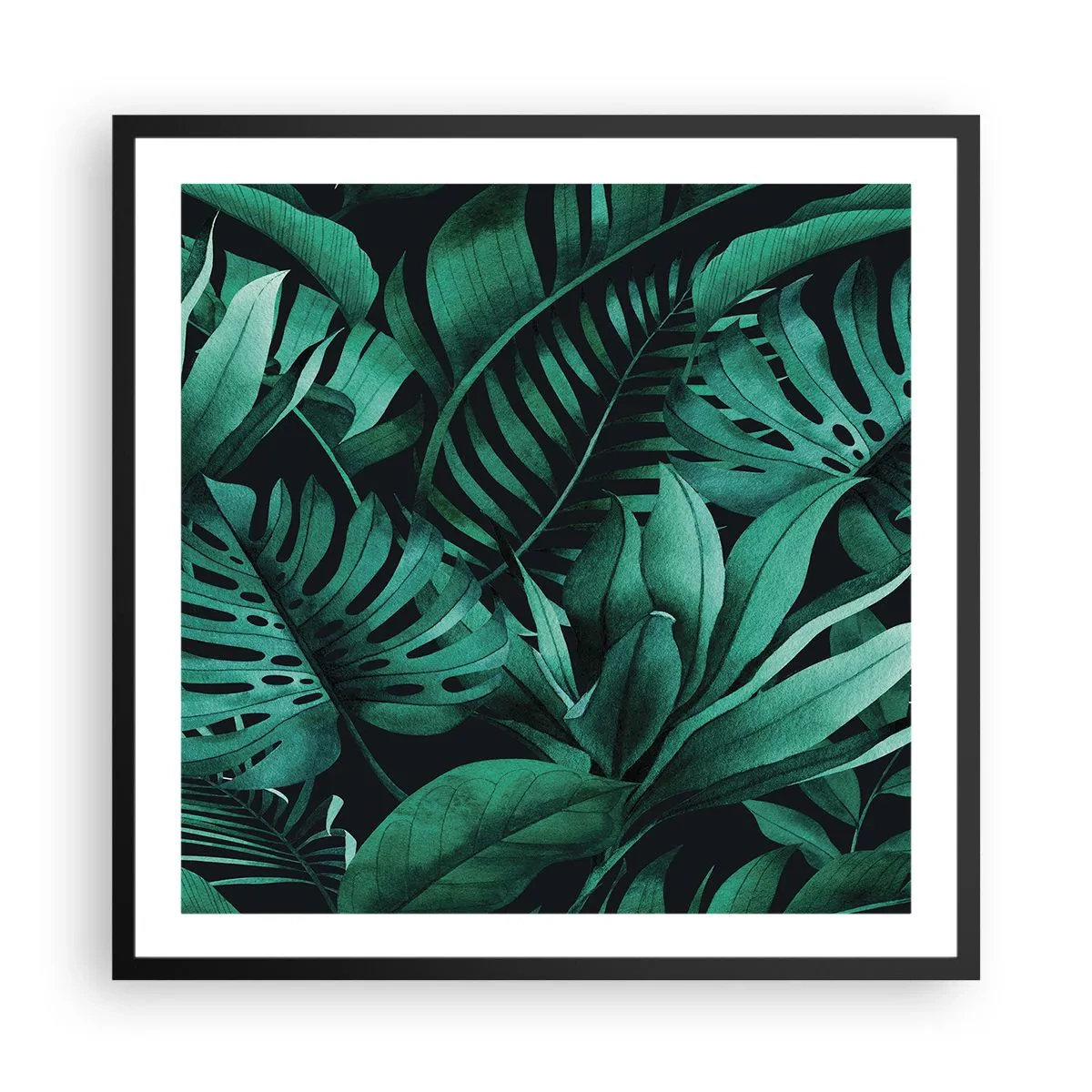 Poster in black frame - Depth of Tropical Green - 60x60 cm