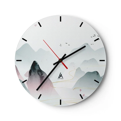 Wall clock - Clock on glass - Over the Peaks - 40x40 cm