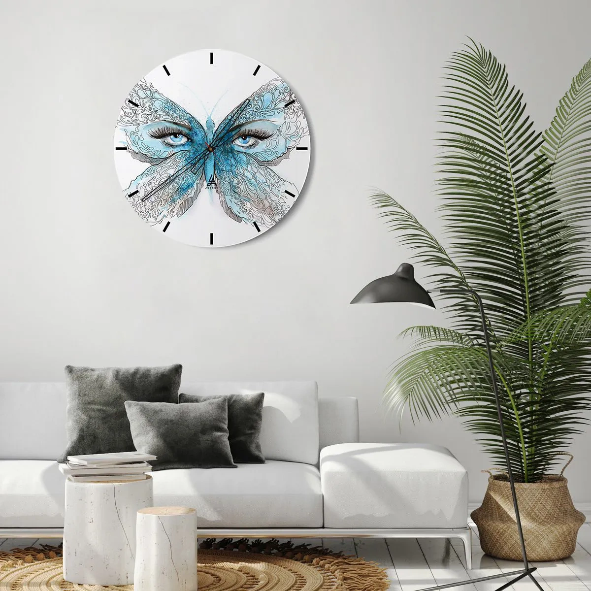 Wall clock - Clock on glass - Eros Praying Mantis - 30x30 cm