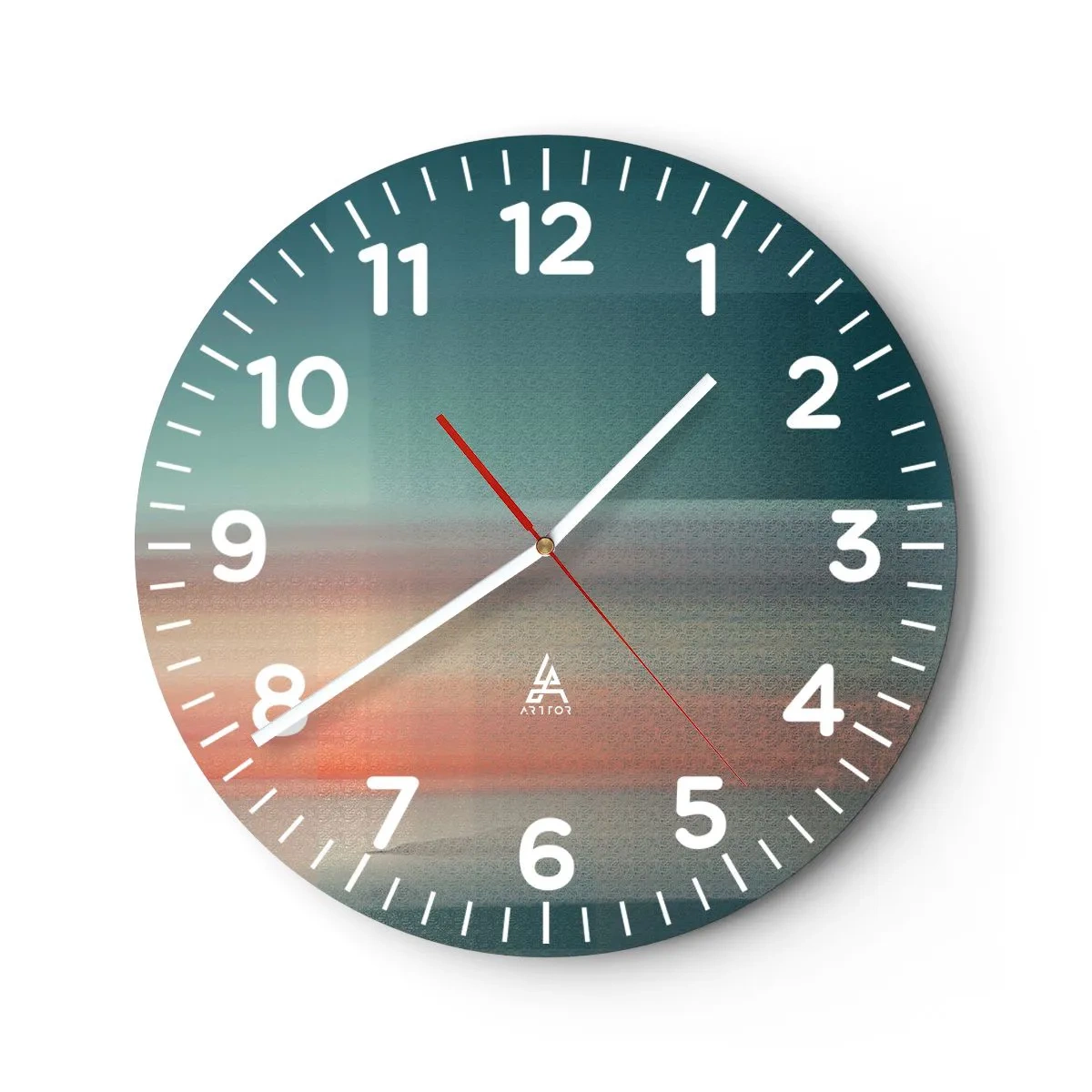 Wall clock - Clock on glass - Abstract: Light Waves - 30x30 cm