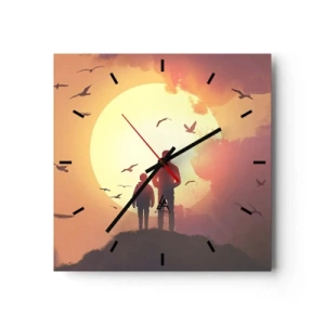 Wall clock - Clock on glass - Face to Face with the Sun - 30x30 cm
