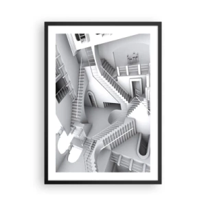 Poster in black frame - Illusory stairs in a surreal space - 50x70cm - Paradoxes of Space - Modern wall decoration for the living room and bedroom ARTTOR