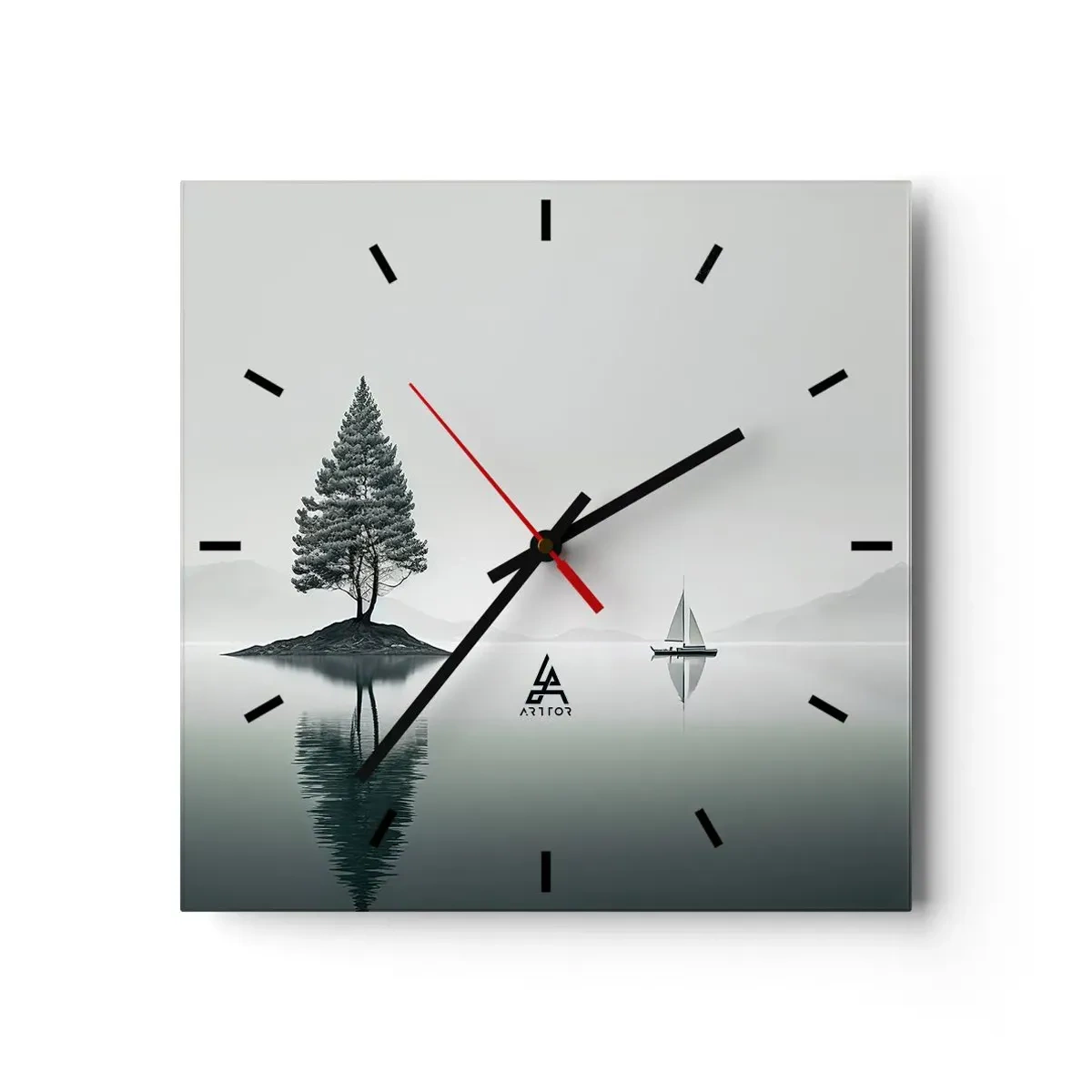 Wall clock - Clock on glass - Daydreaming - 30x30 cm