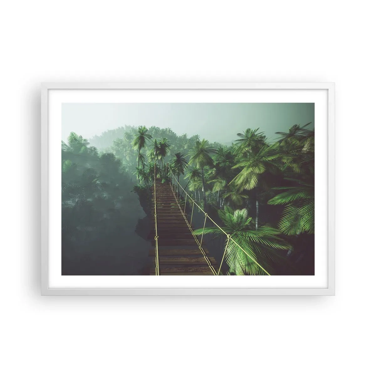 Poster in white frmae - Hanging Bridge in the Green - 70x50 cm