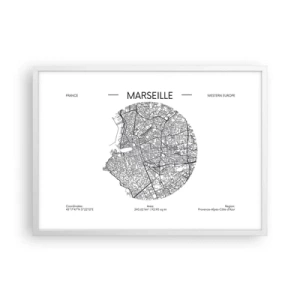 Poster in white frmae - Anatomy of Marseille - 70x50 cm