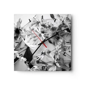 Wall clock - Clock on glass - No-Bouquet of Flowers - 40x40 cm