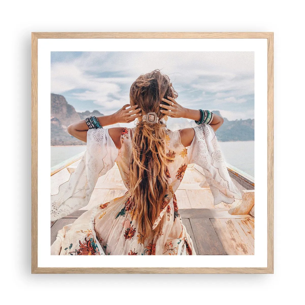 Poster in light oak frame - On the Way to Happiness - 60x60 cm
