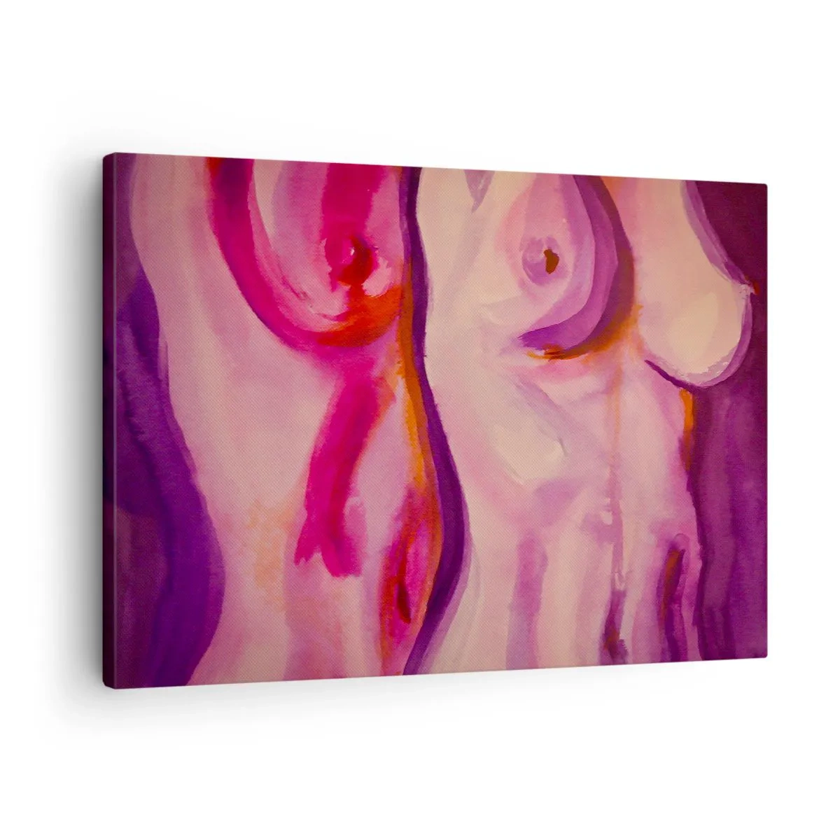 Canvas picture - An abstract interpretation of the female silhouette in pinks and purples. - 70x50cm - Ode to Womanhood - Modern wall decoration for the living room and bedroom ARTTOR