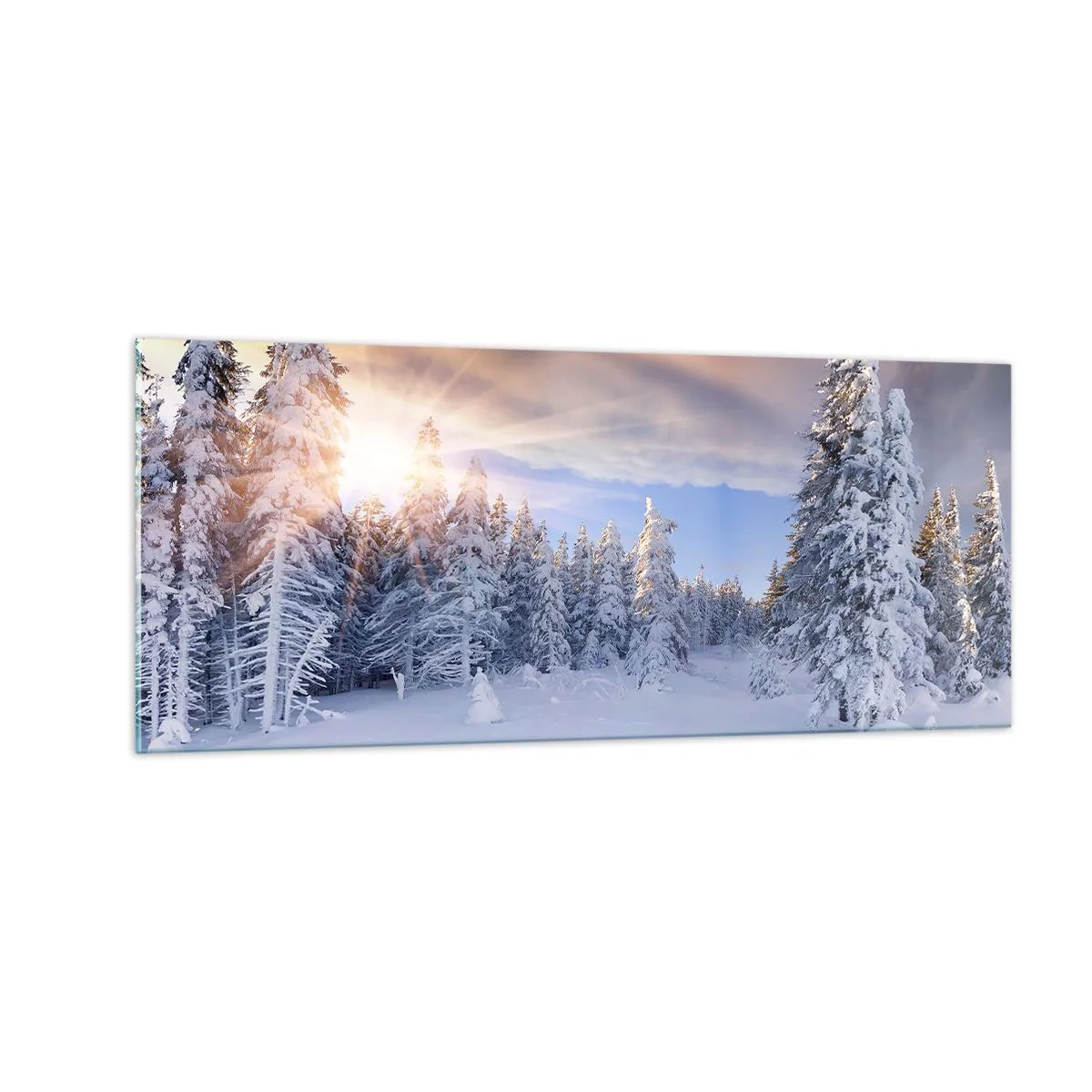 Glass picture - Snowy Spectacle of Nature - 100x40 cm