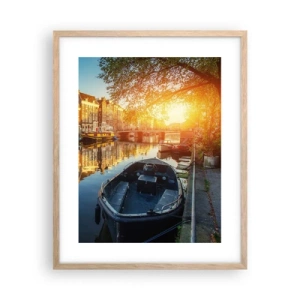 Poster in light oak frame - Morning in Amsterdam - 40x50 cm