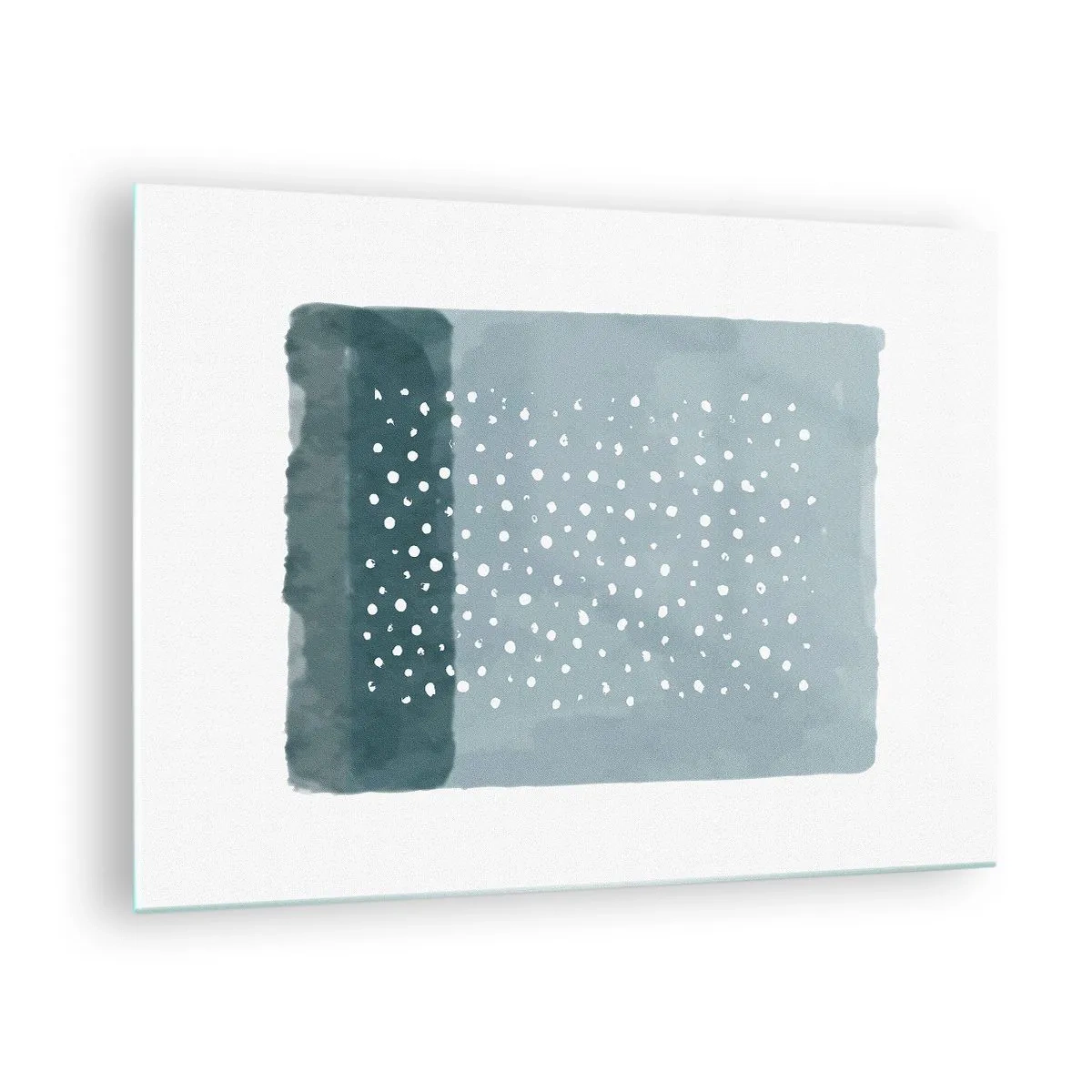 Glass picture - An abstract painting in shades of blue with white dots. - 70x50cm - Grown on the Blue - Modern wall decoration for the living room and bedroom ARTTOR