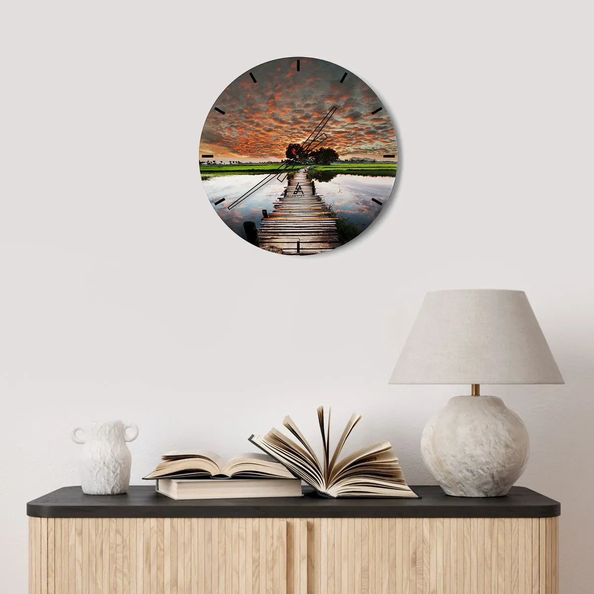 Wall clock - Clock on glass - Spread Your Arms and Breathe - 40x40 cm