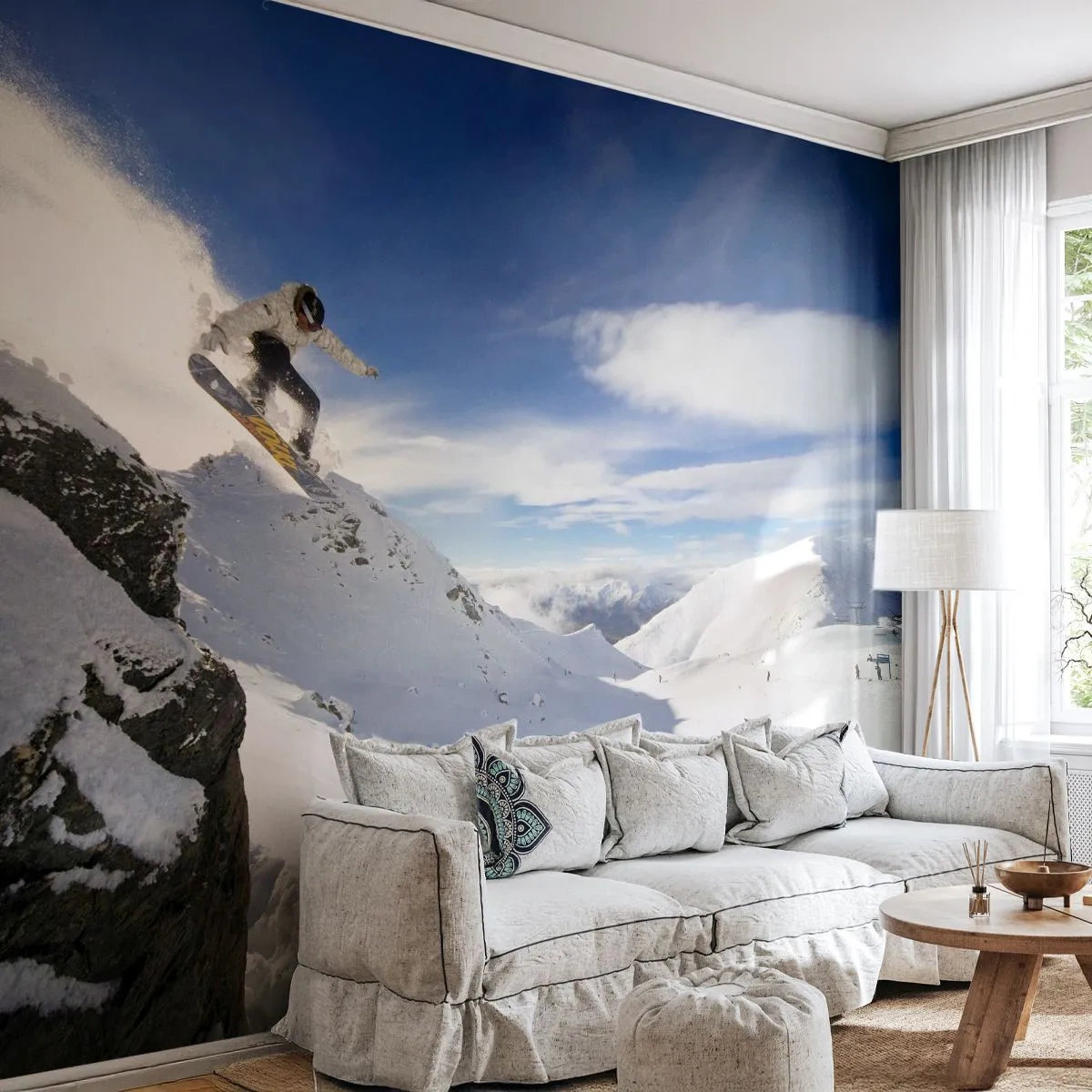 Photo Wallpaper Standard Eco - Freedom without Borders - Snowboarding, Landscape, Mountains - 150x105 cm