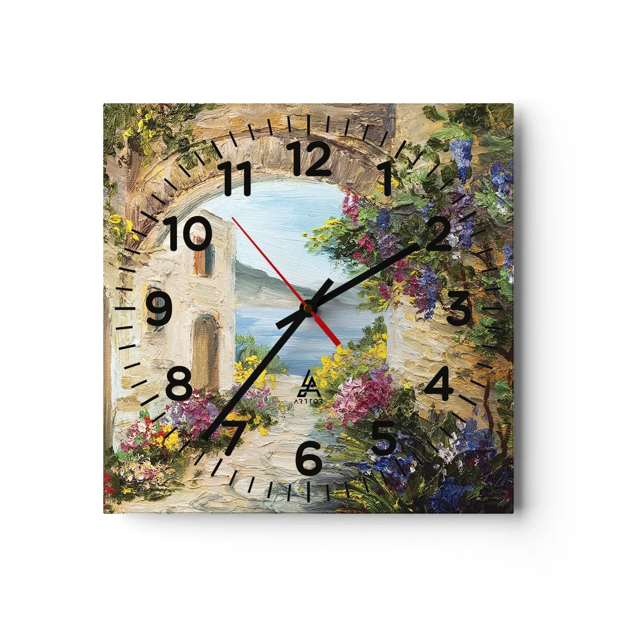 Wall clock - Clock on glass - Charm of a Sea Province - 40x40 cm