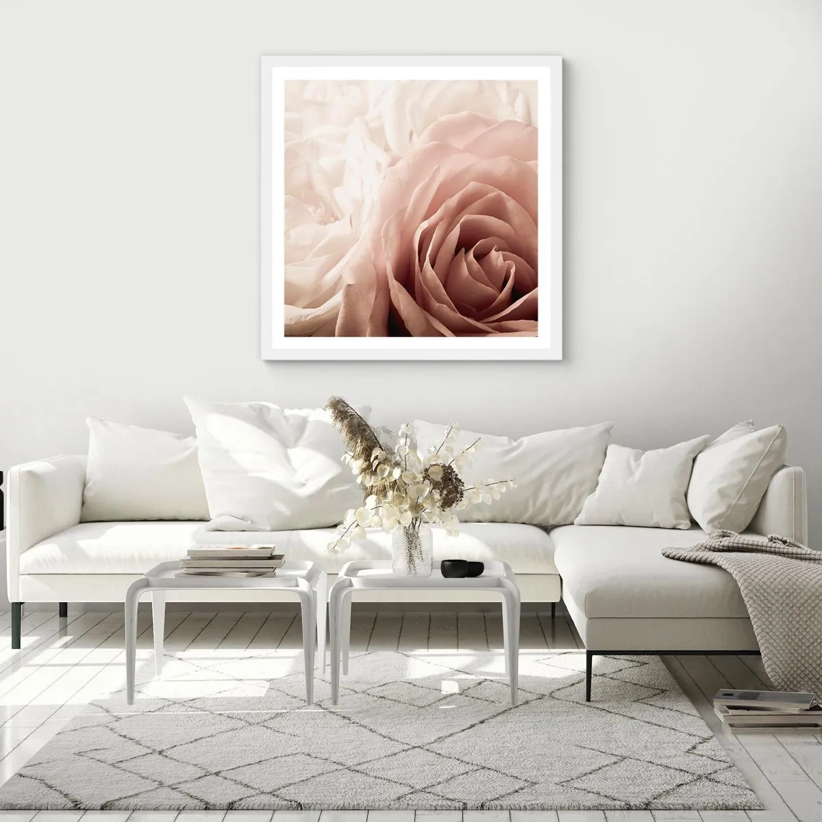 Poster in white frmae - In the Heart of a Rose - 60x60 cm