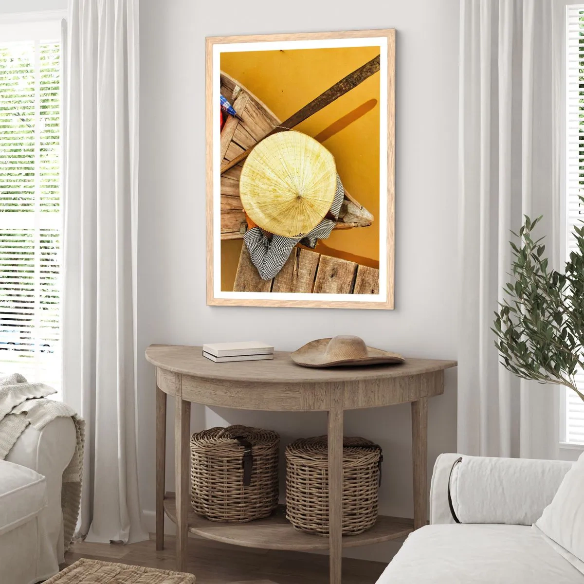 Poster in light oak frame - Life on a Yellow River - 30x40 cm
