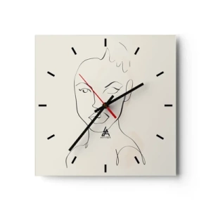 Wall clock - Clock on glass - Outline of Sensuality - 30x30 cm