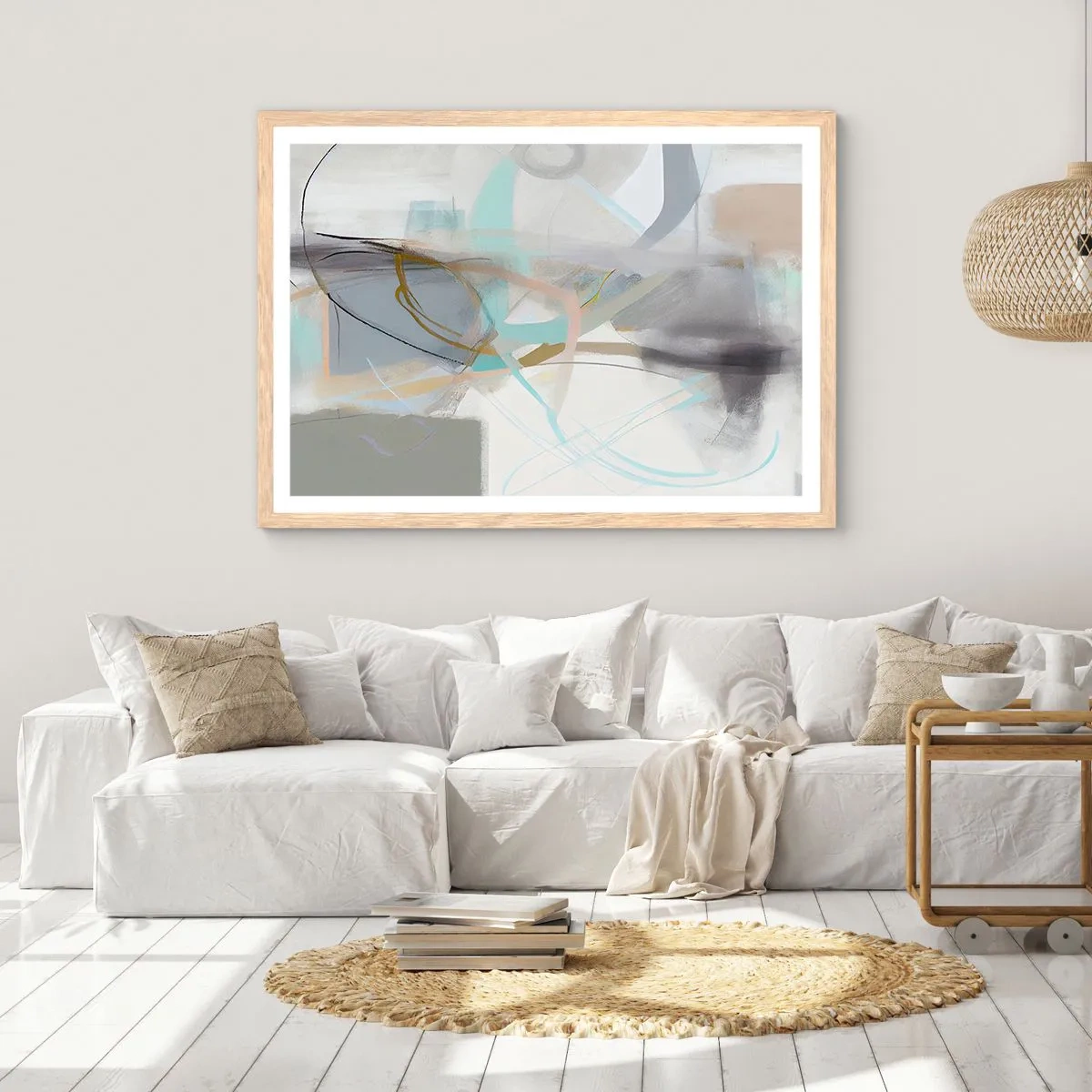 Poster in light oak frame - Foggy Abstract - 40x30 cm