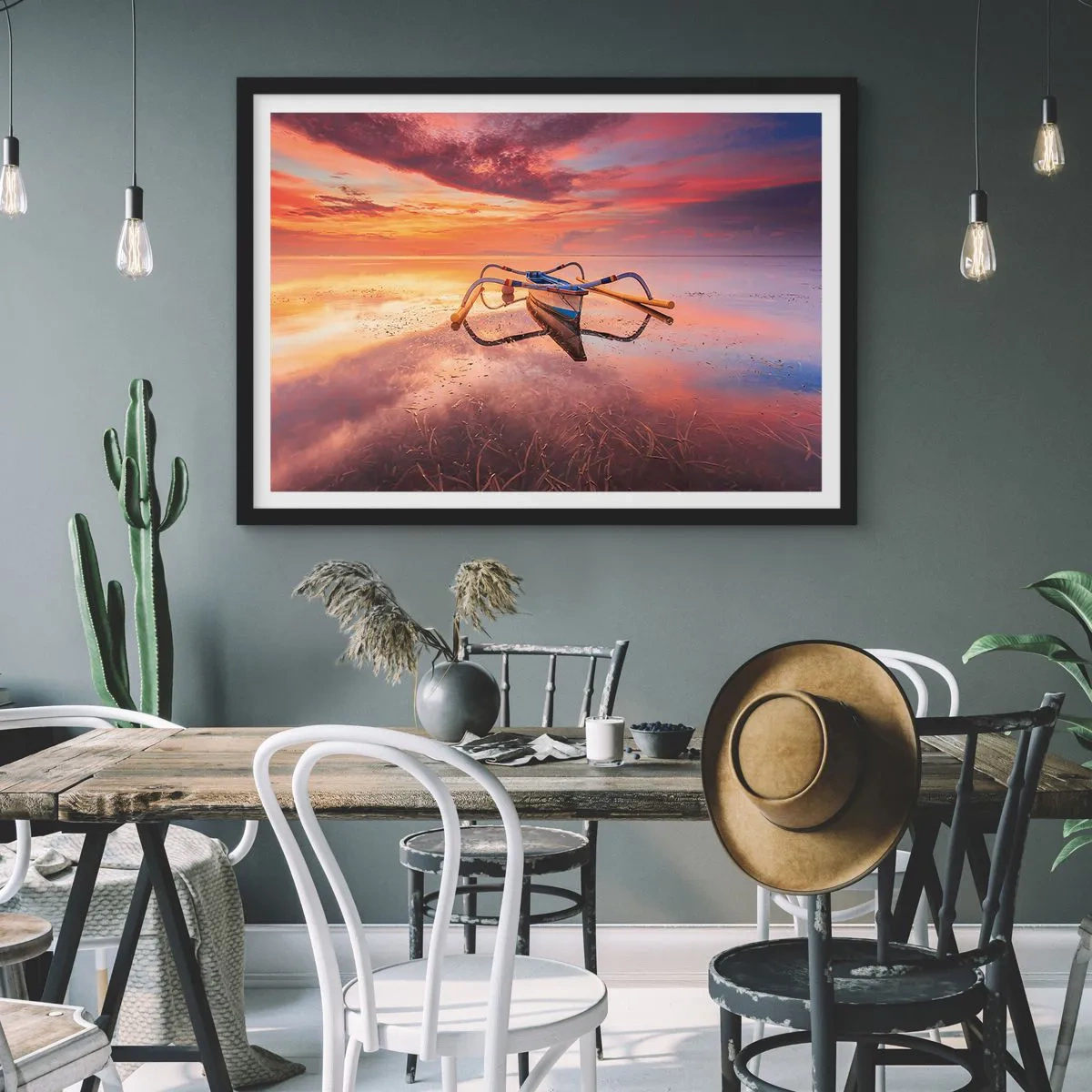 Poster in black frame - Tranquility of Tropical Evening - 40x30 cm