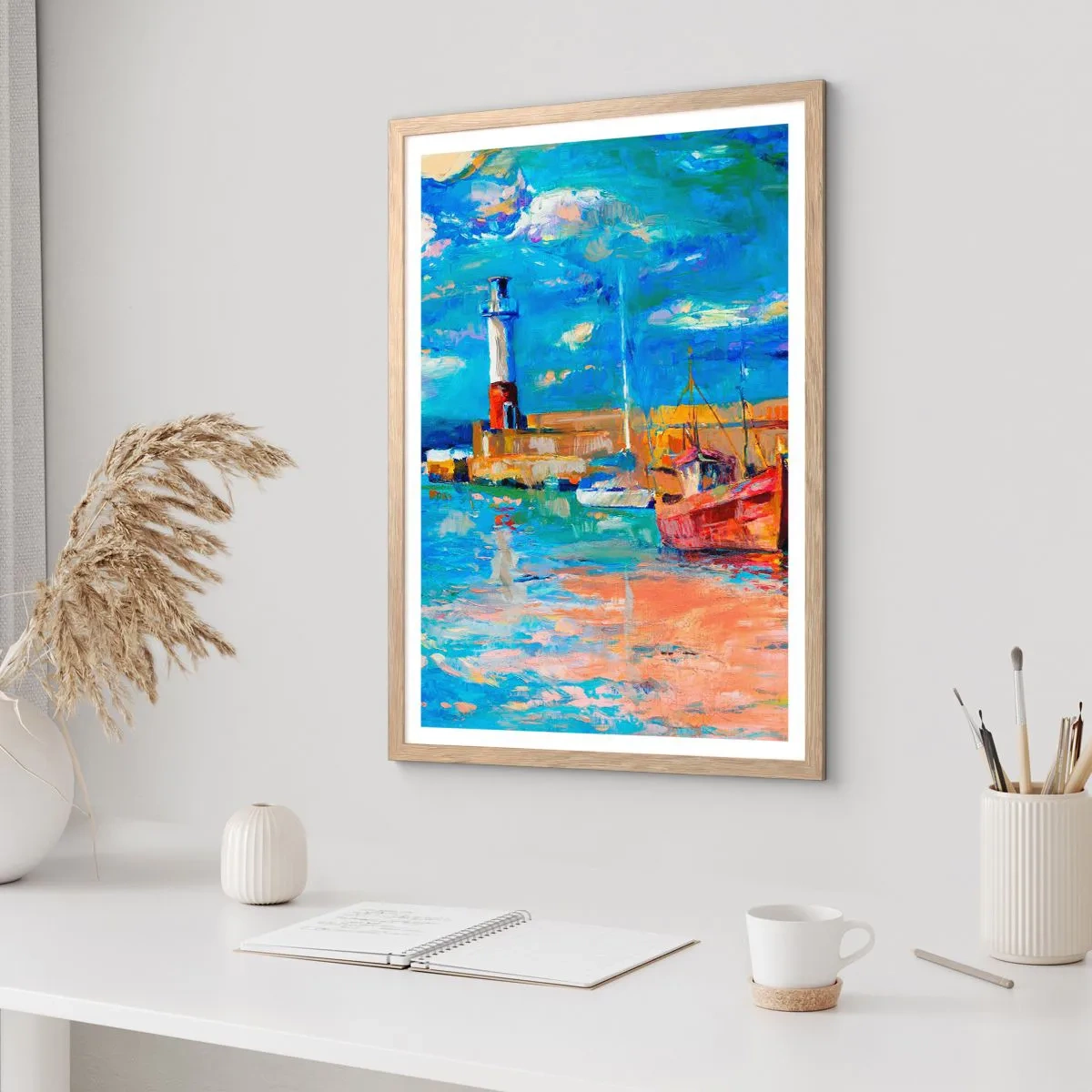 Poster in light oak frame - Afternoon in a Rainbow Bay - 61x91 cm