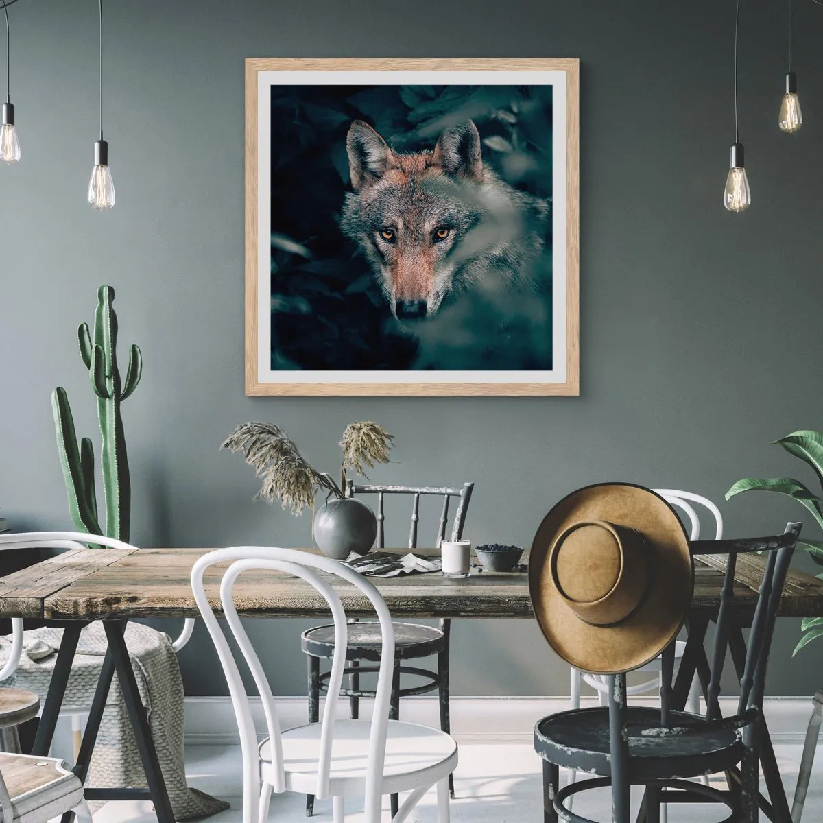 Poster in light oak frame - Hunter - 30x30 cm