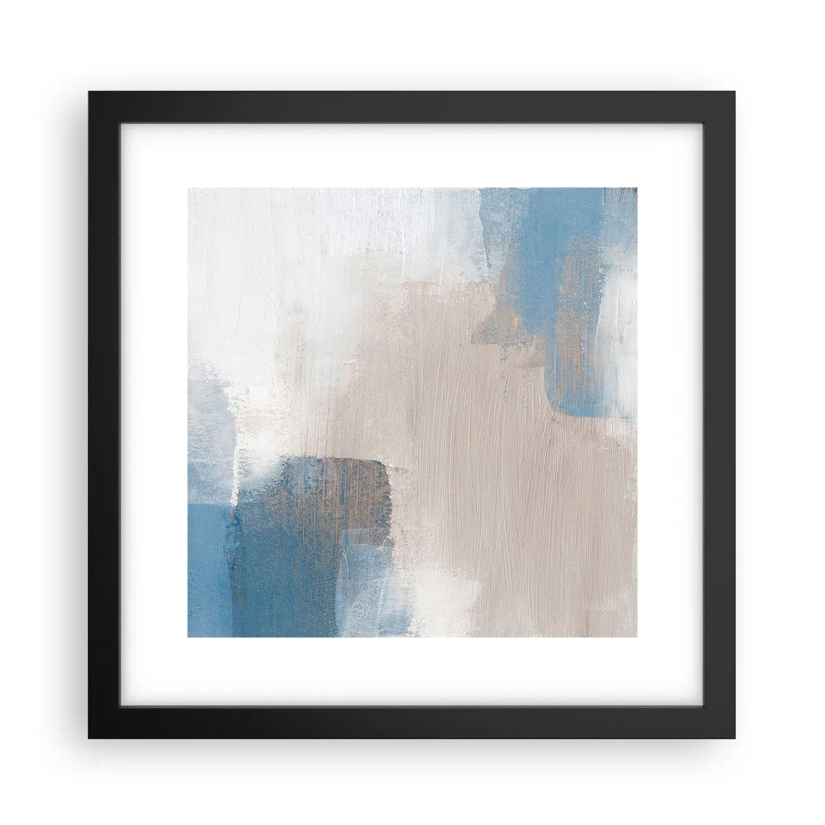 Poster in black frame - Pink Abstract with a Blue Curtain - 30x30 cm