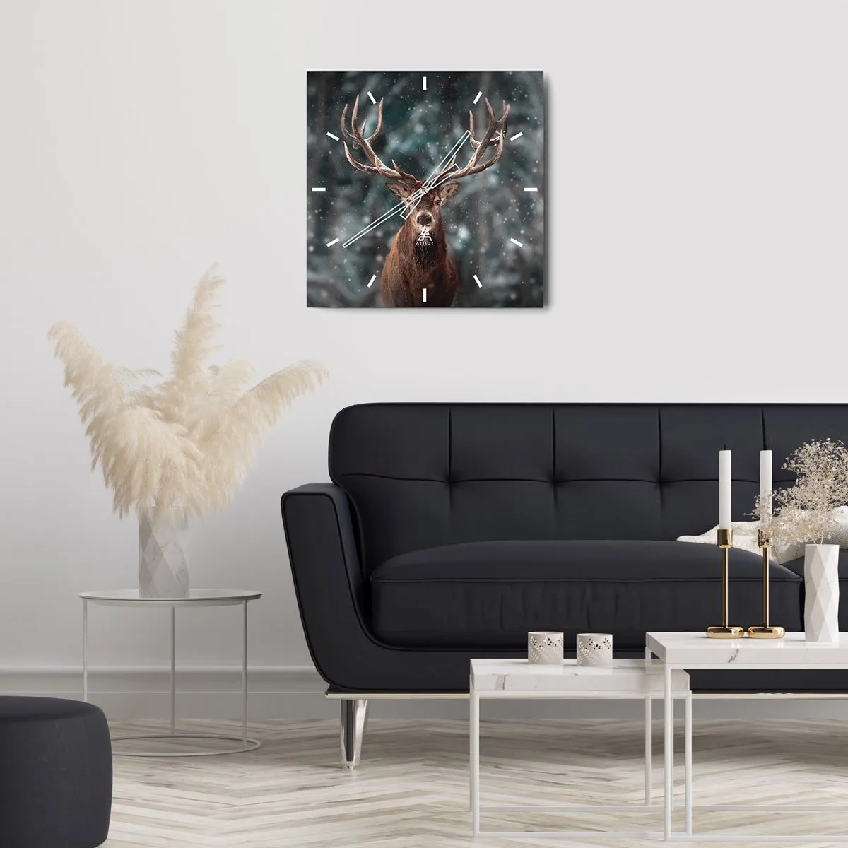 Wall clock - Clock on glass - King of Forest Crowned - 30x30 cm